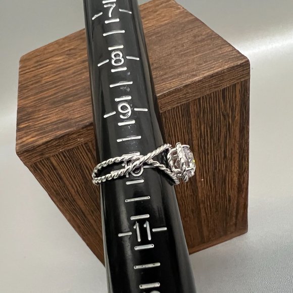 Absolute Size 10 Sterling Silver Cubic Zirconia 120-Facet Round Rope Ring NWT - Picture 2 of 10